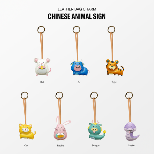 Chinese Zodiac Leather Bag Charm