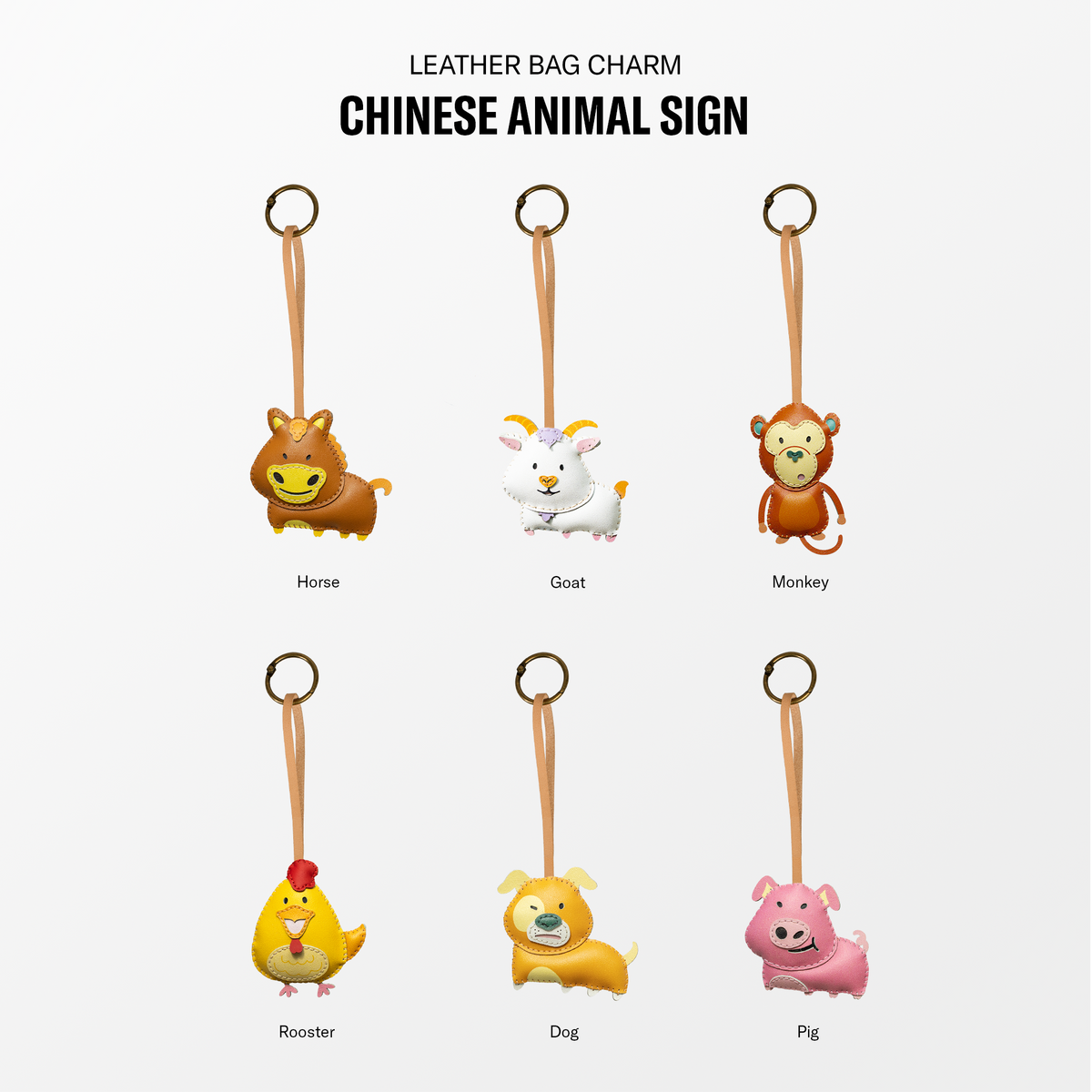 Chinese Zodiac Leather Bag Charm