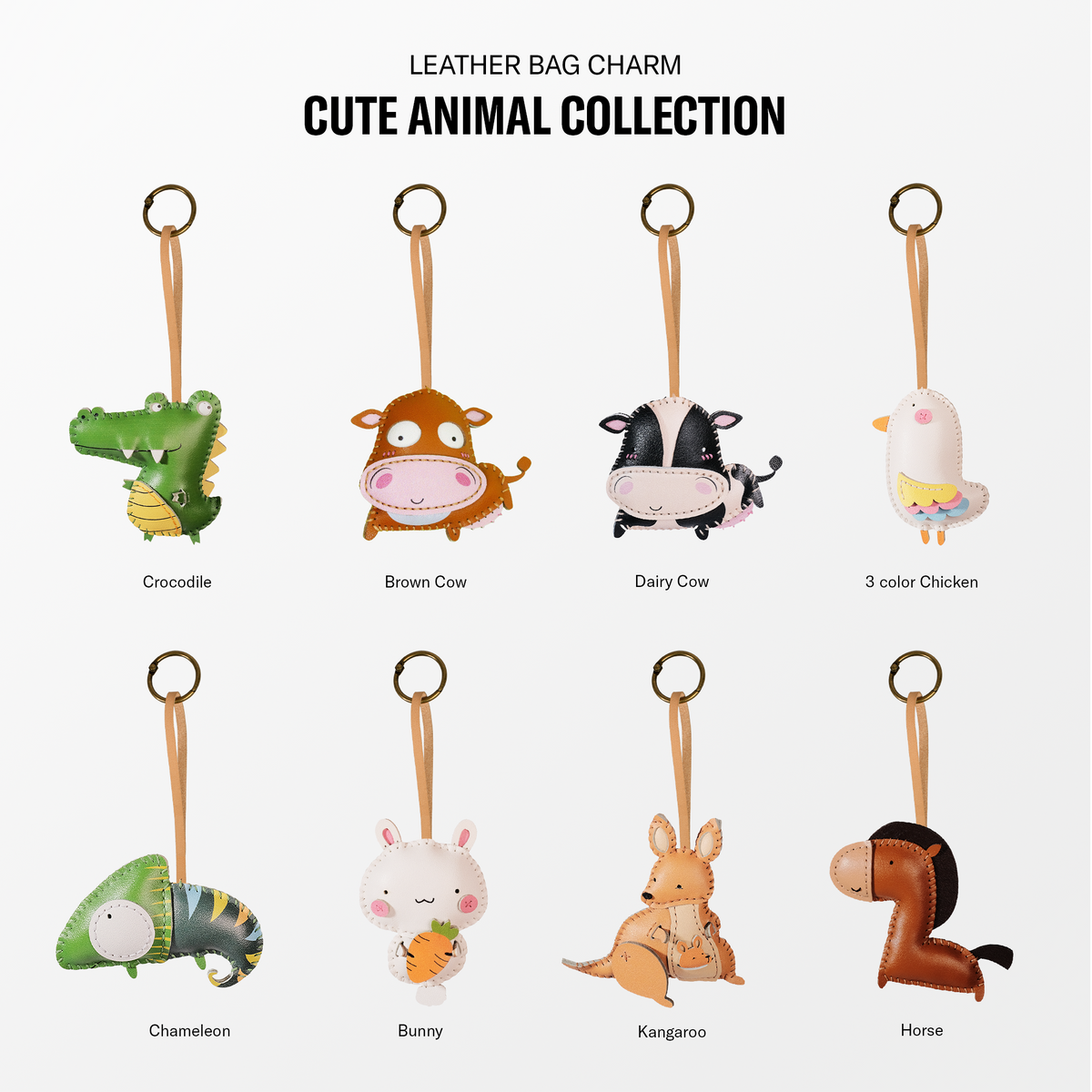 Cute Animal Collection Leather Bag Charm