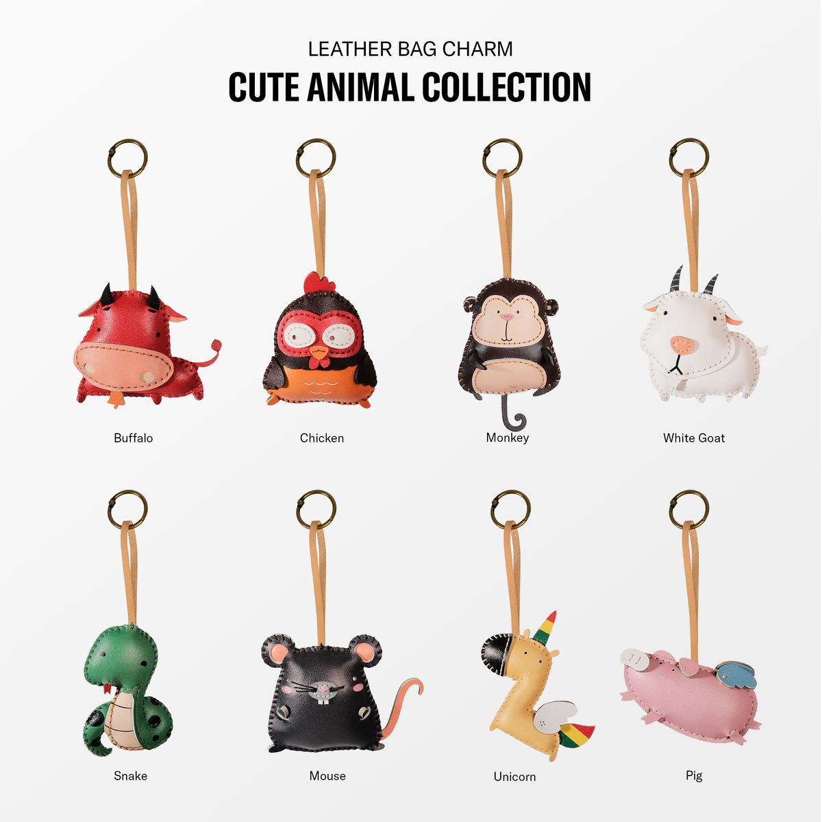 Cute Animal Collection Leather Bag Charm