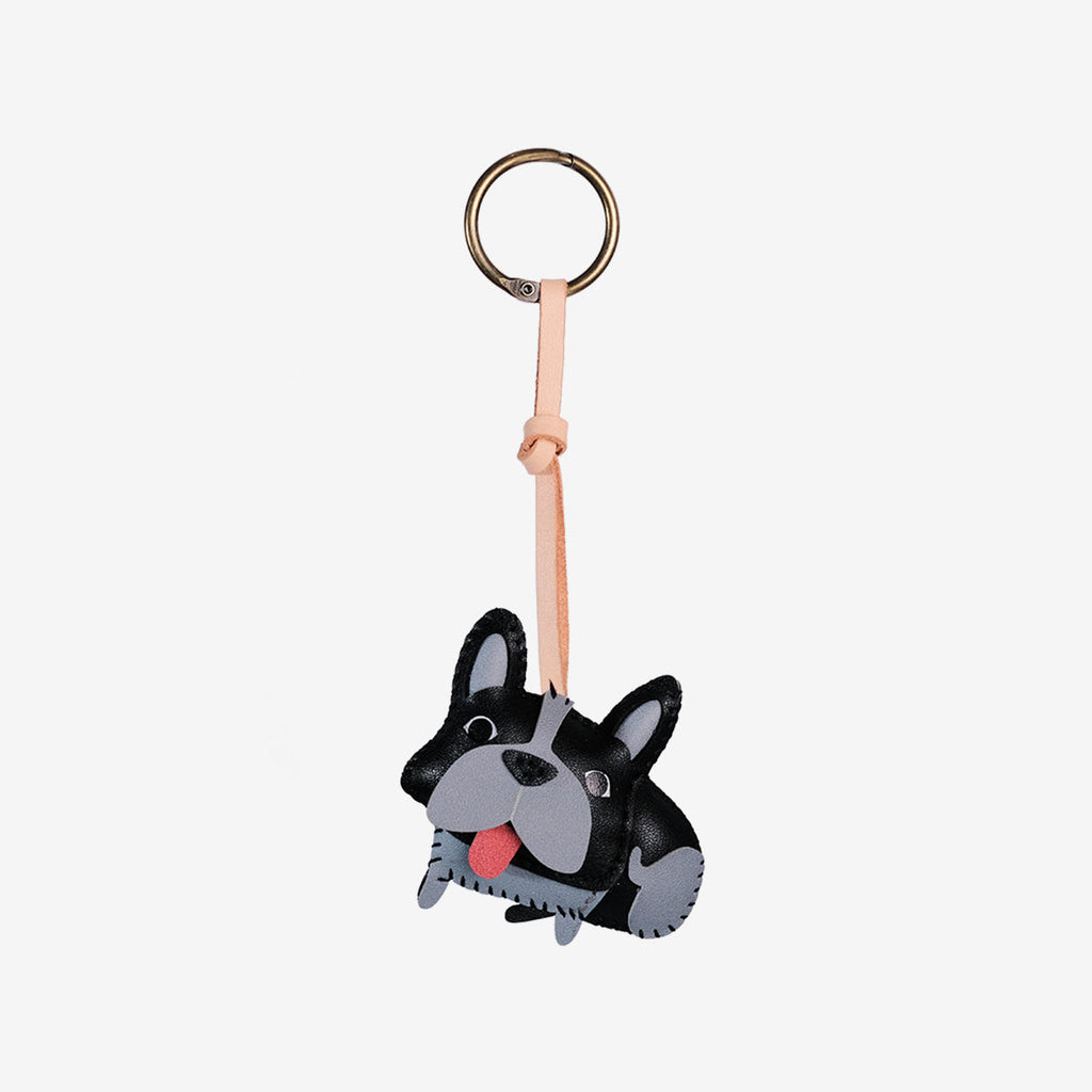 Black Gray Frenchie Leather Charm-38