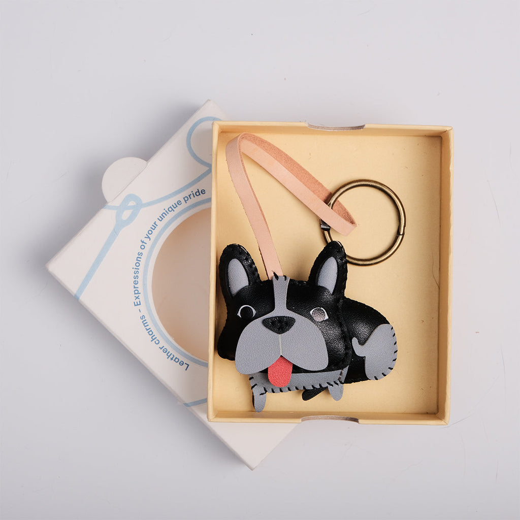  Black Gray Frenchie Leather Charm-40