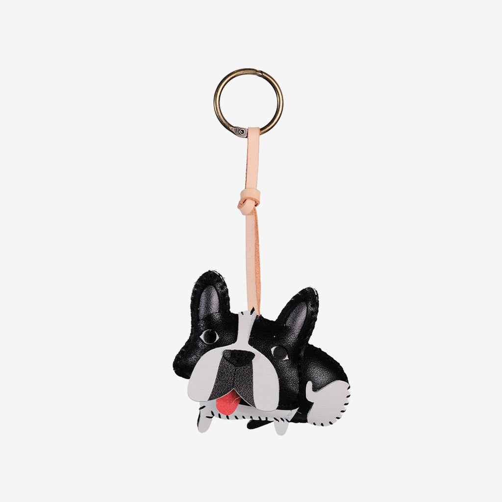 Black White Frenchie Leather Charm-41