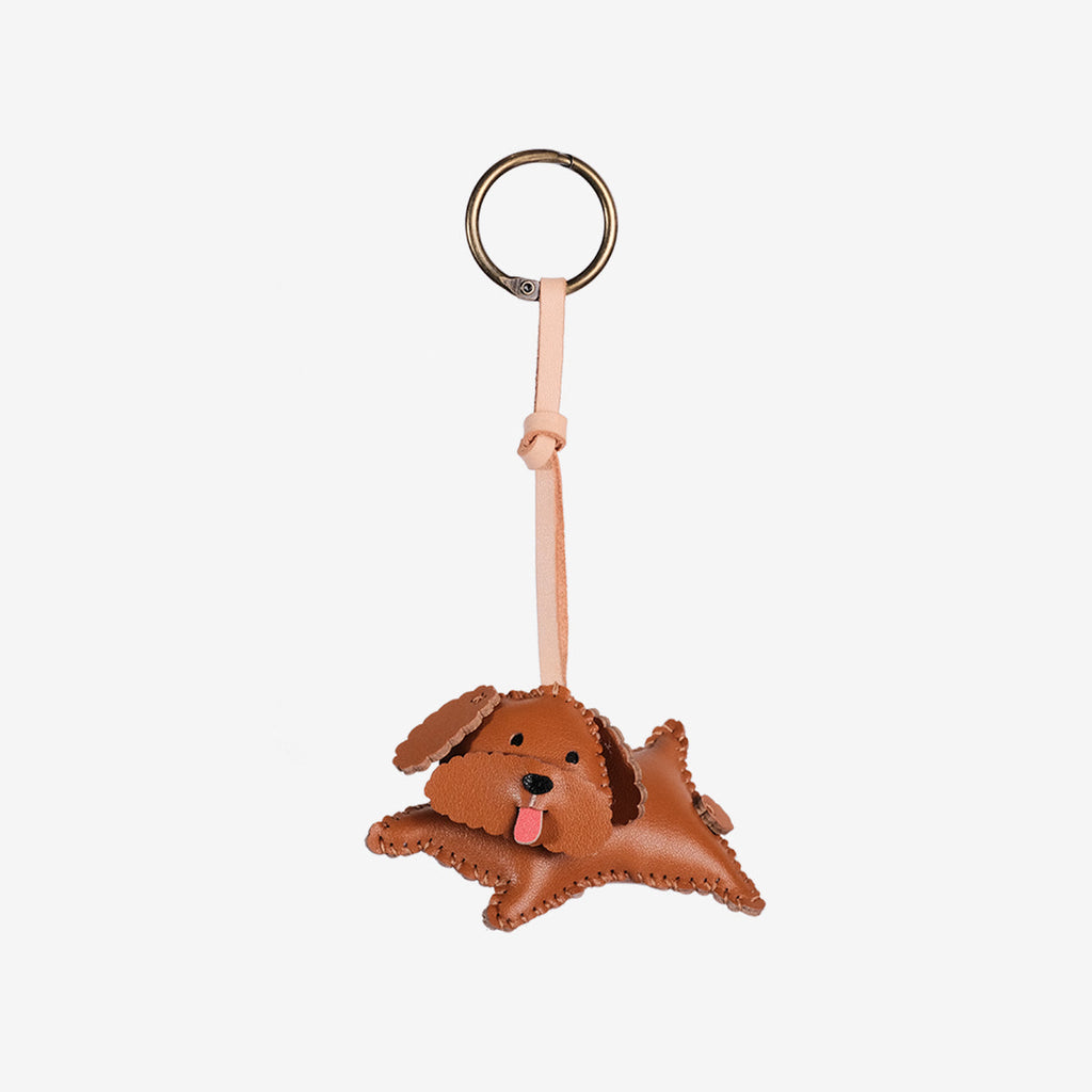 Brown Poodle Leather Bag Charm-50