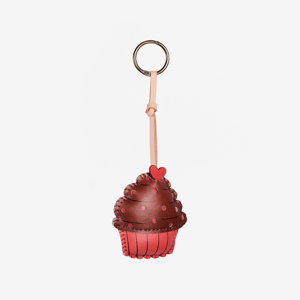 Chocolate Cupcake Leather Bag Charm-86