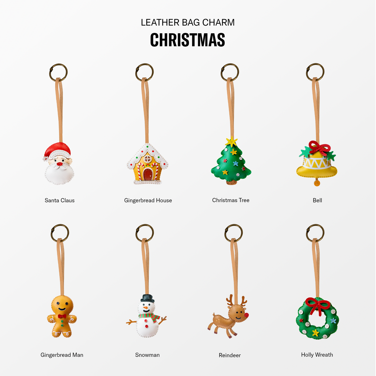 Christmas Leather Bag Charm Collection