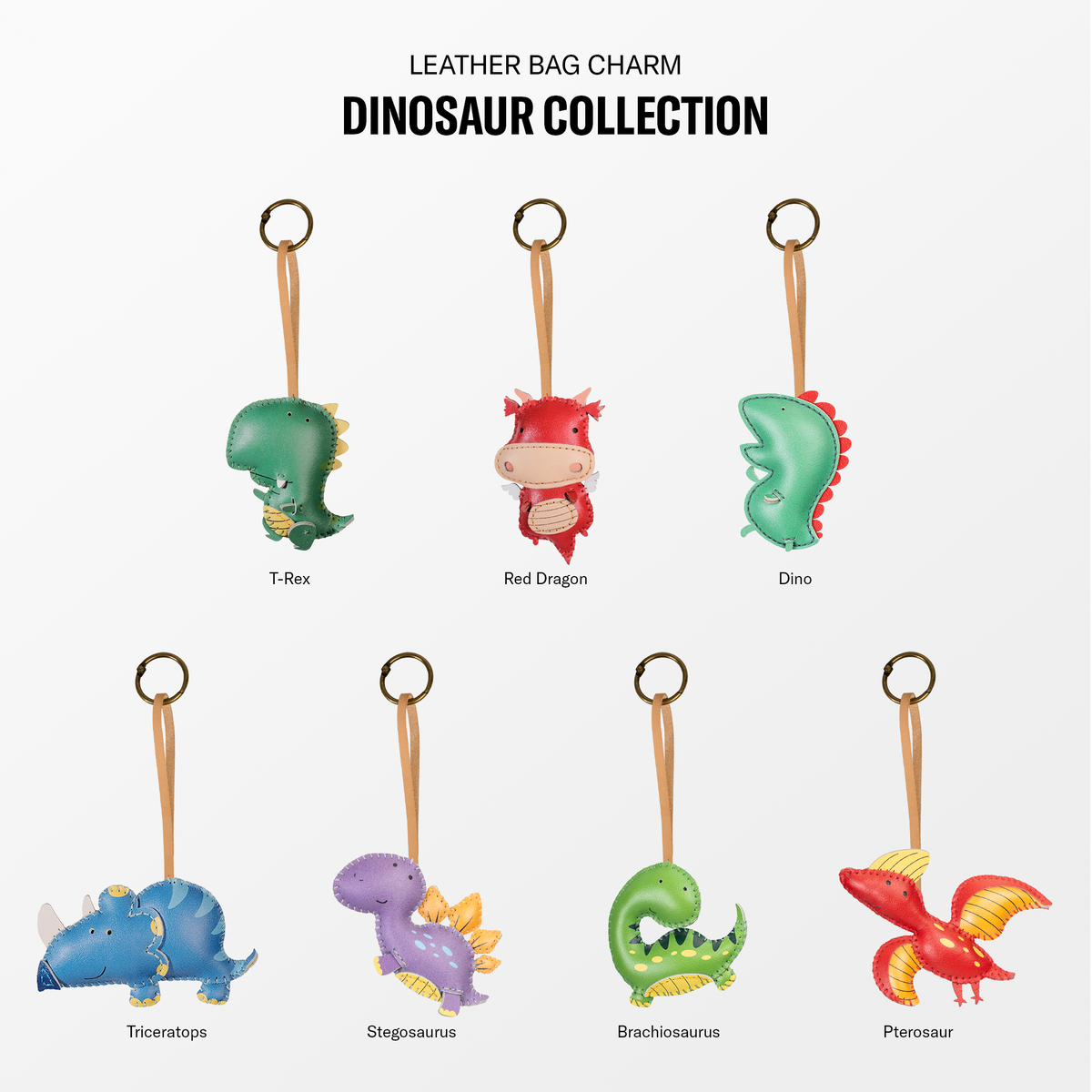 Dinosaur Collection Leather Bag Charm