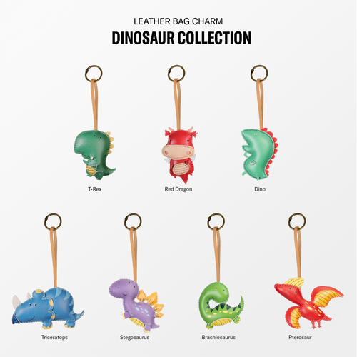 Dinosaur Collection Leather Bag Charm