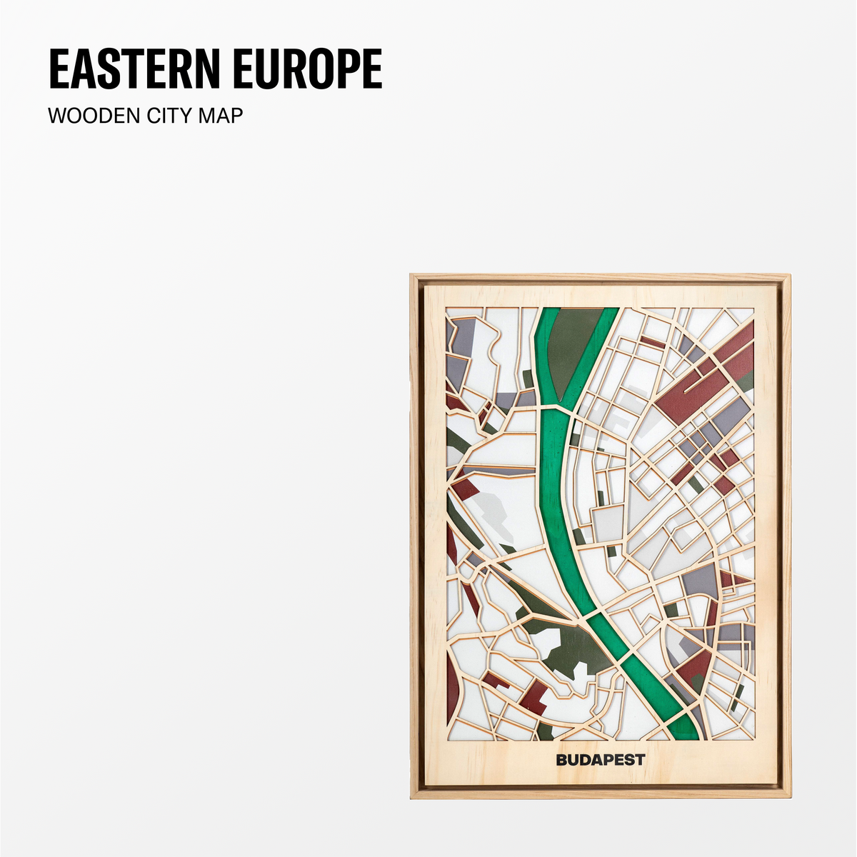 World Wooden City Map - Eastern EU Cities