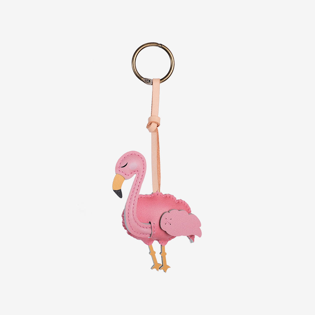 Flamingo Leather Bag Charm-126