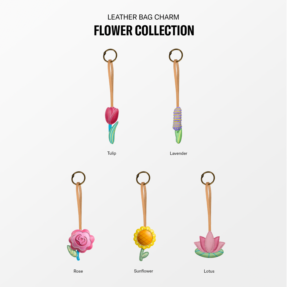 Flower Collection Leather Charm