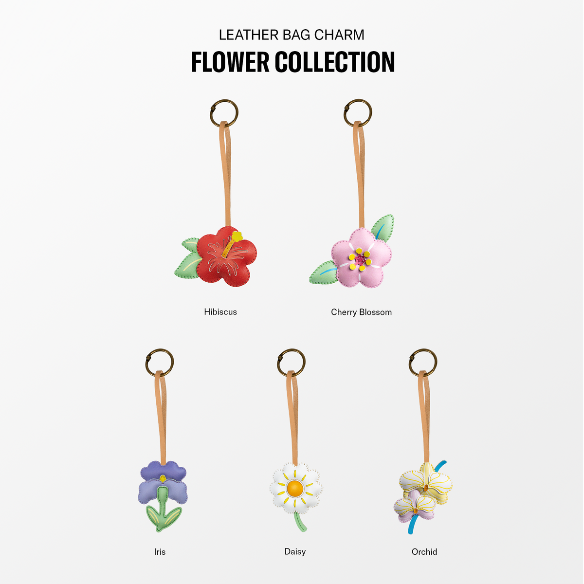 Flower Collection Leather Charm