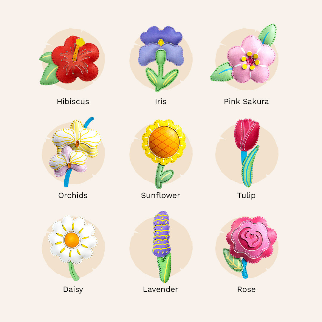 Flower Collection Leather Charm