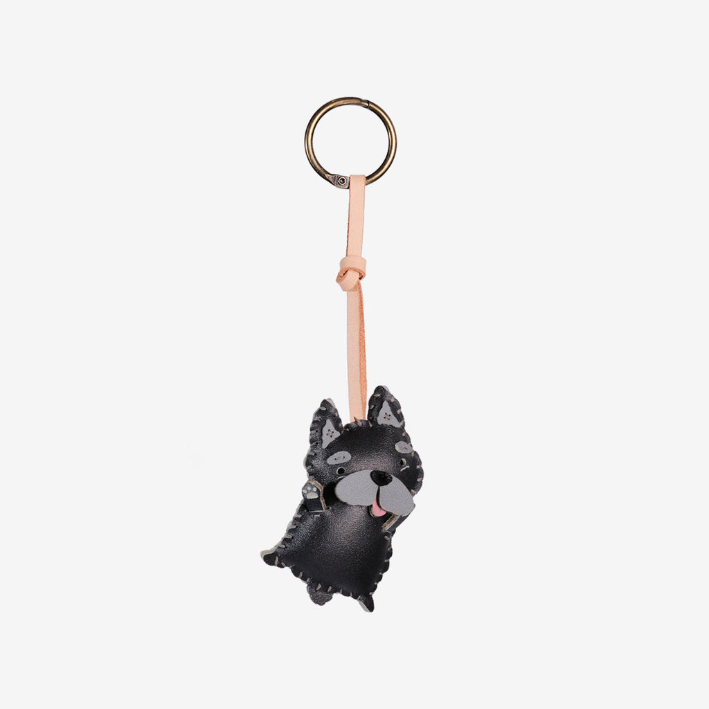 Grey Maltese Leather Bag Charm-155