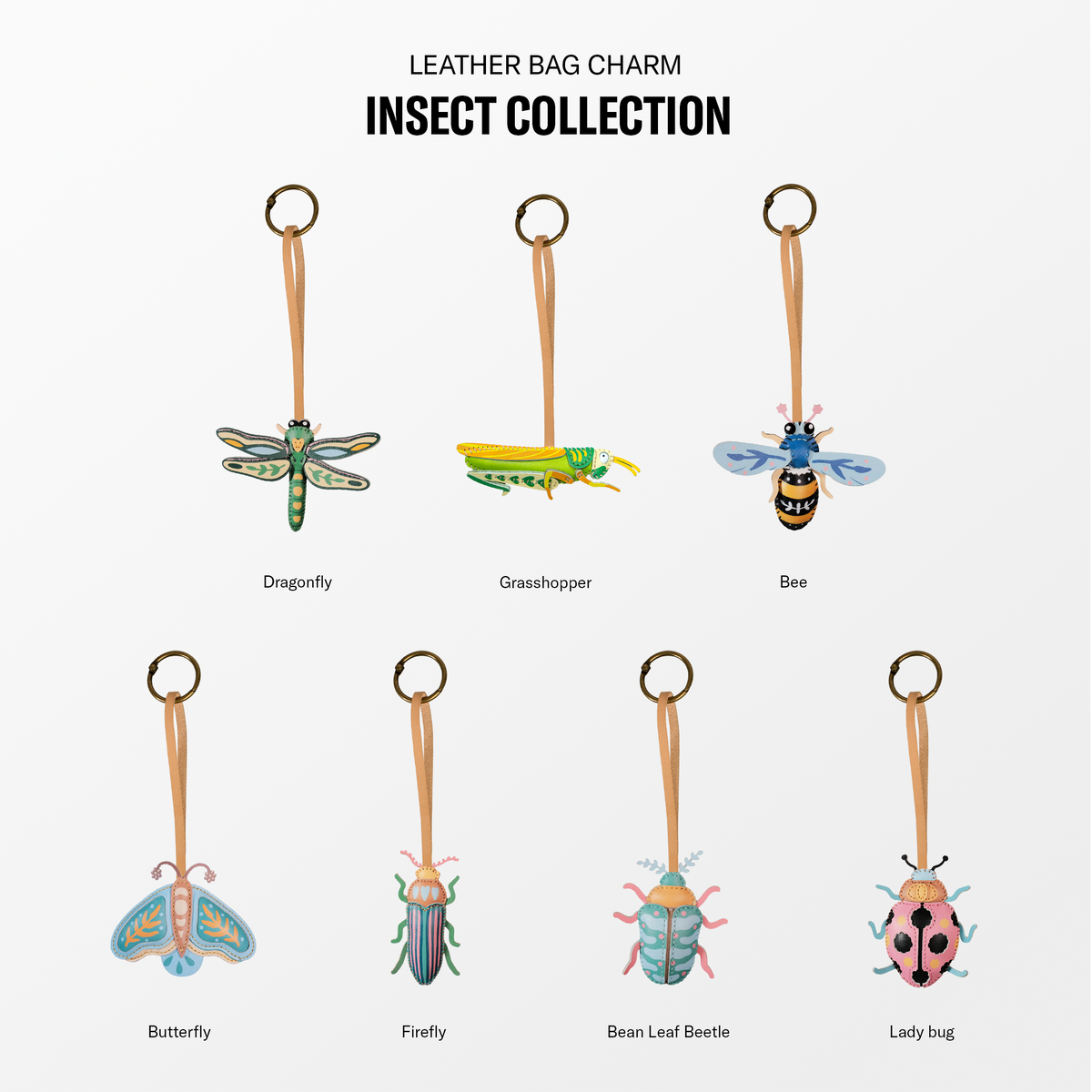 Insect Collection Leather Bag Charm