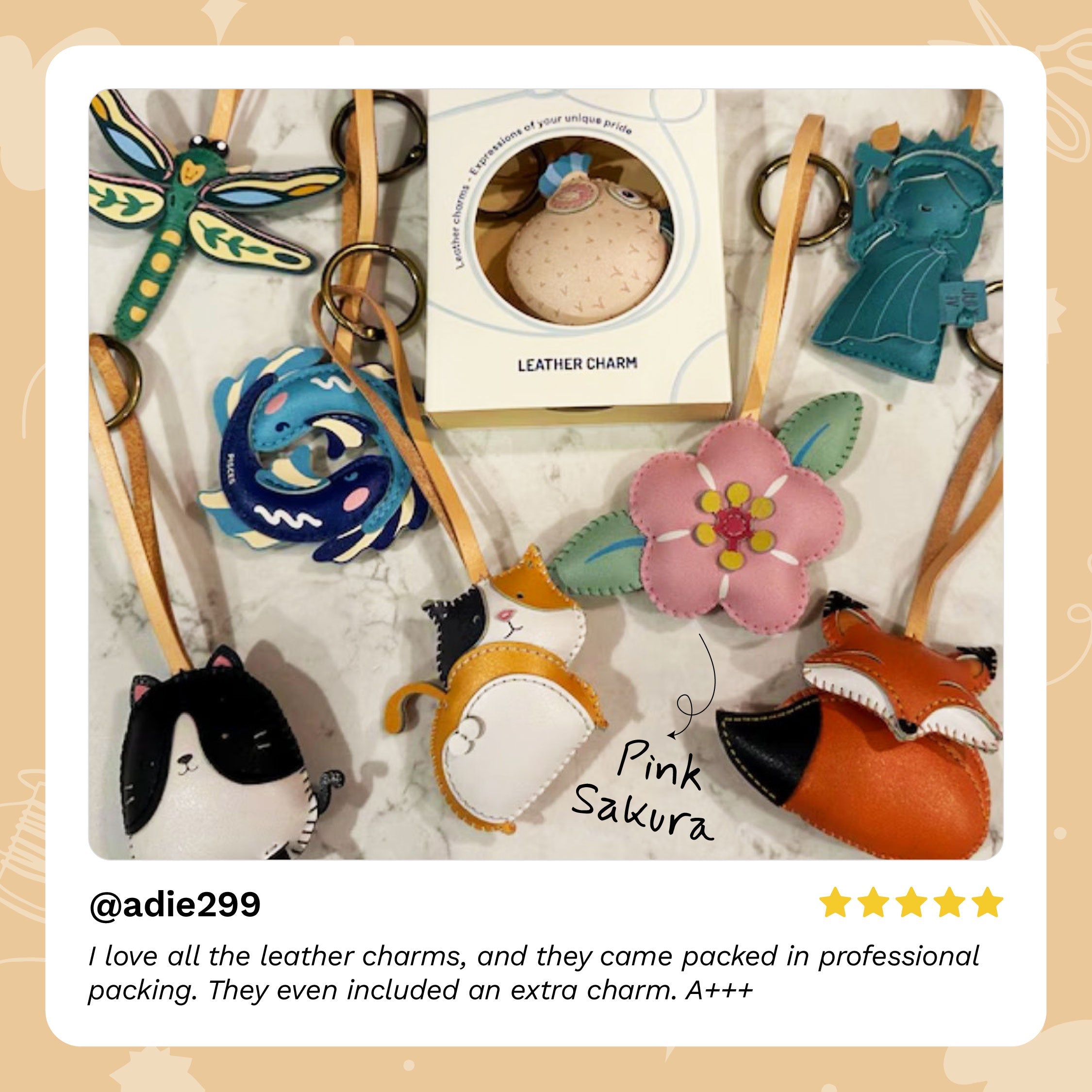 Flower Collection Leather Charm