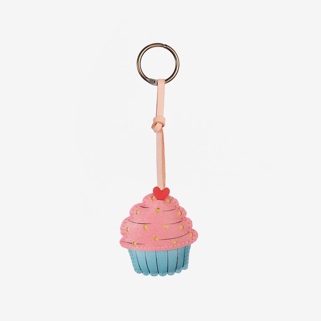 Strawberry Cupcake Leather Bag Charm-324