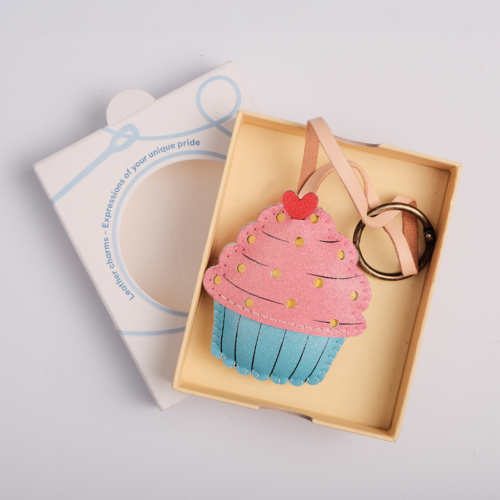  Strawberry Cupcake Leather Bag Charm-326