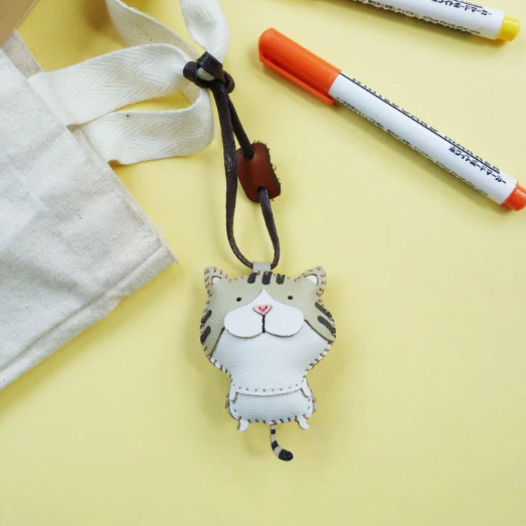  Stripped Cat Leather Bag Charm-442