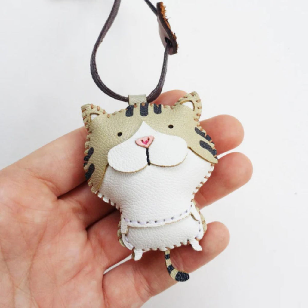  Stripped Cat Leather Bag Charm-444