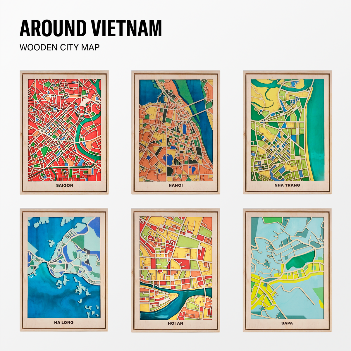 Vietnam Wooden City Map Collection