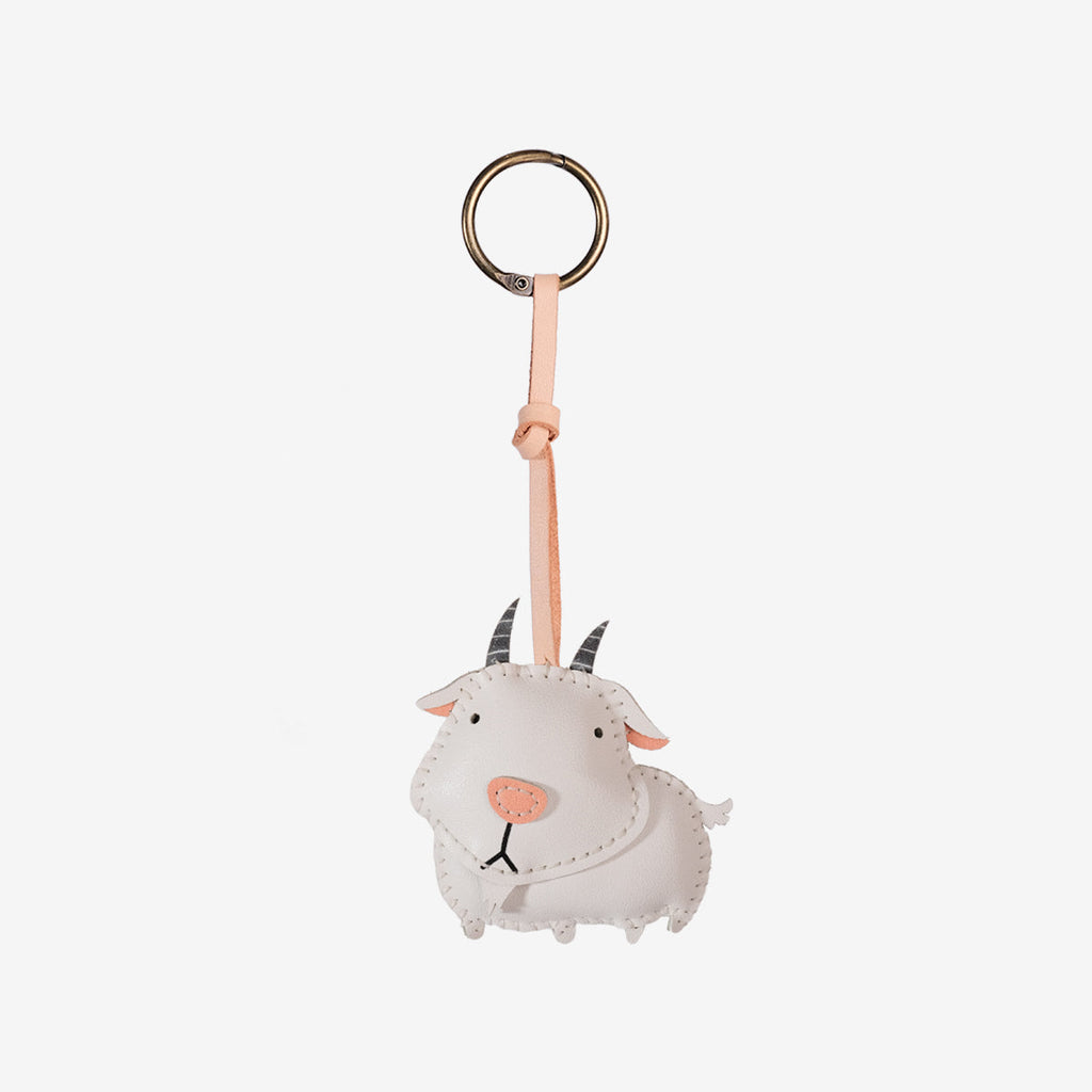 White Goat Leather Bag Charm-364