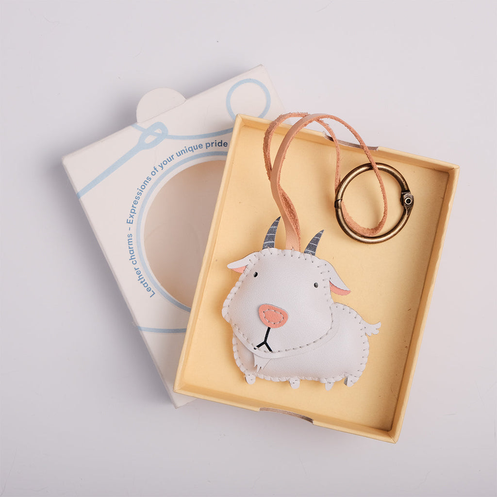  White Goat Leather Bag Charm-366