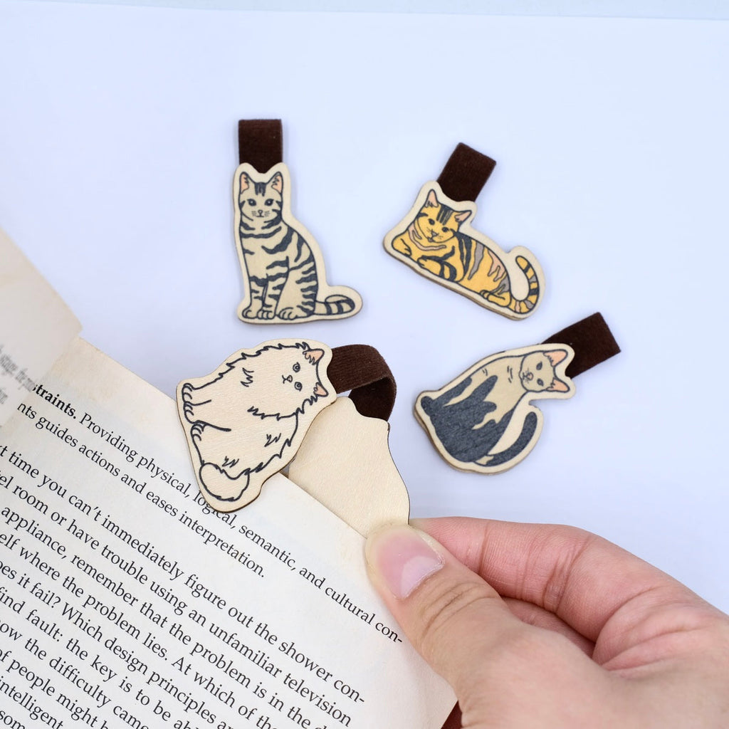  Wooden Bookmark Set 4 - Cat