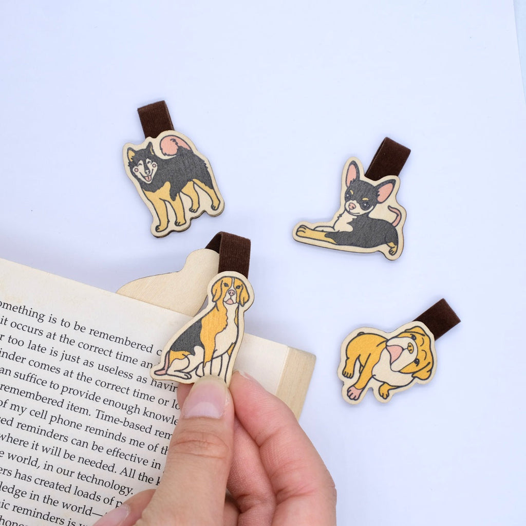 Wooden Bookmark Set 4 - Dog