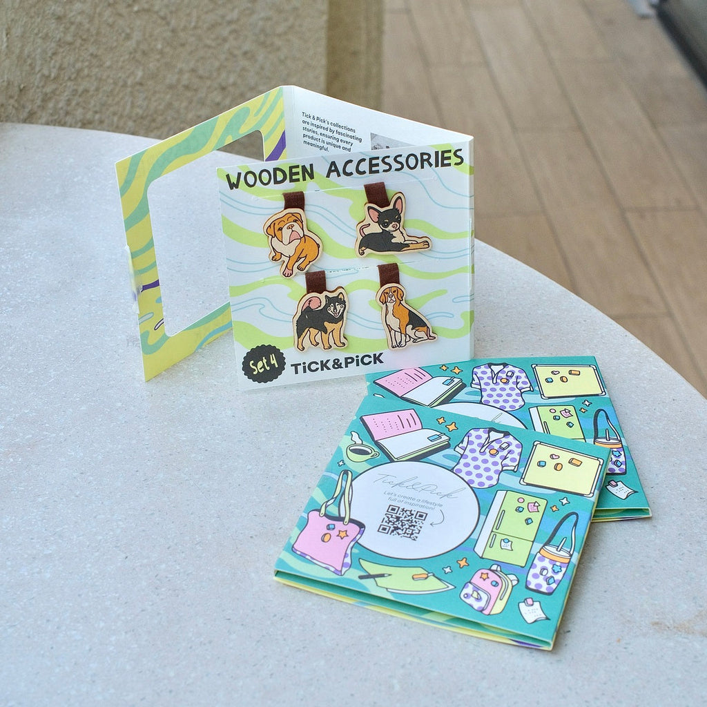  Wooden Bookmark Set 4 - Dog