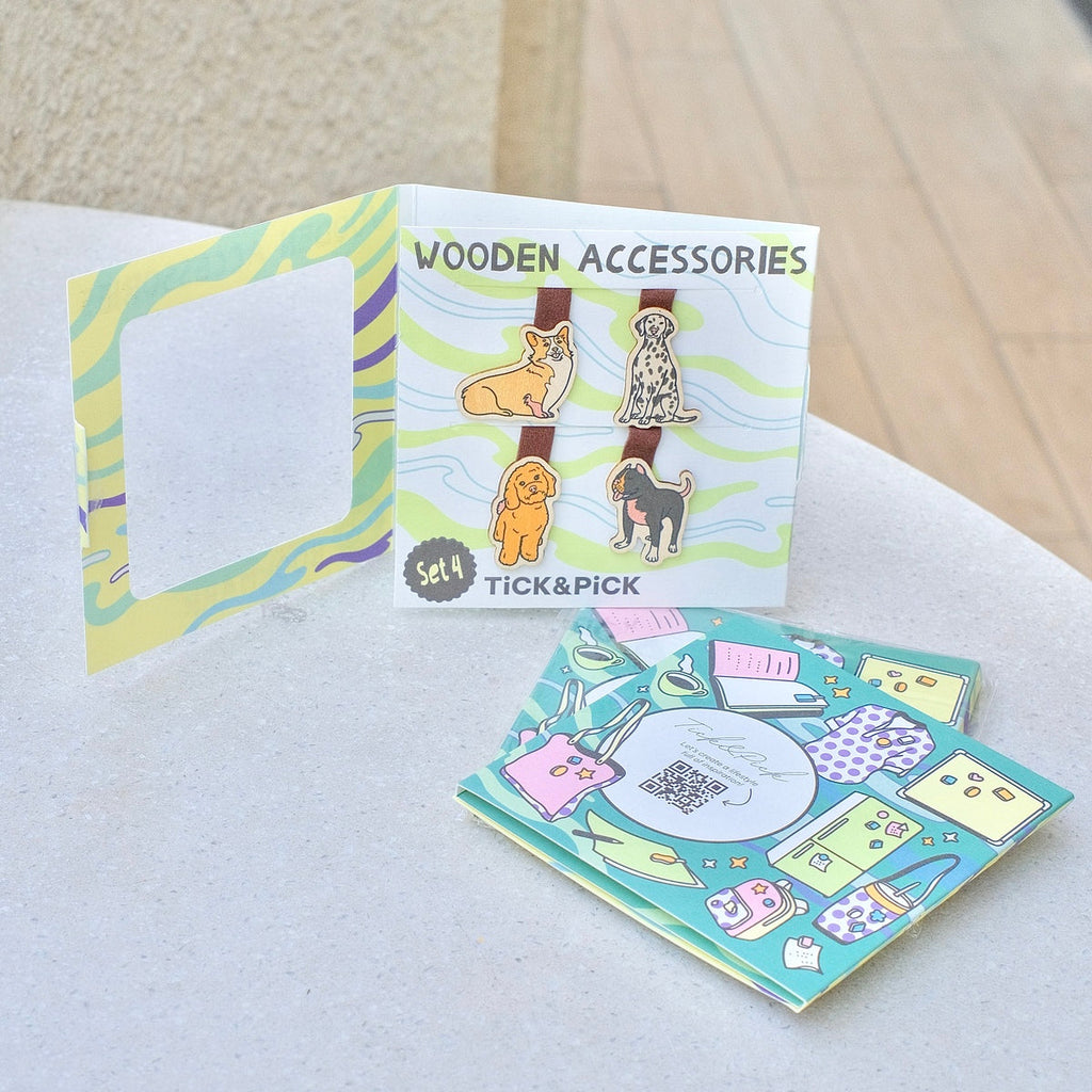  Wooden Bookmark Set 4 - Dog