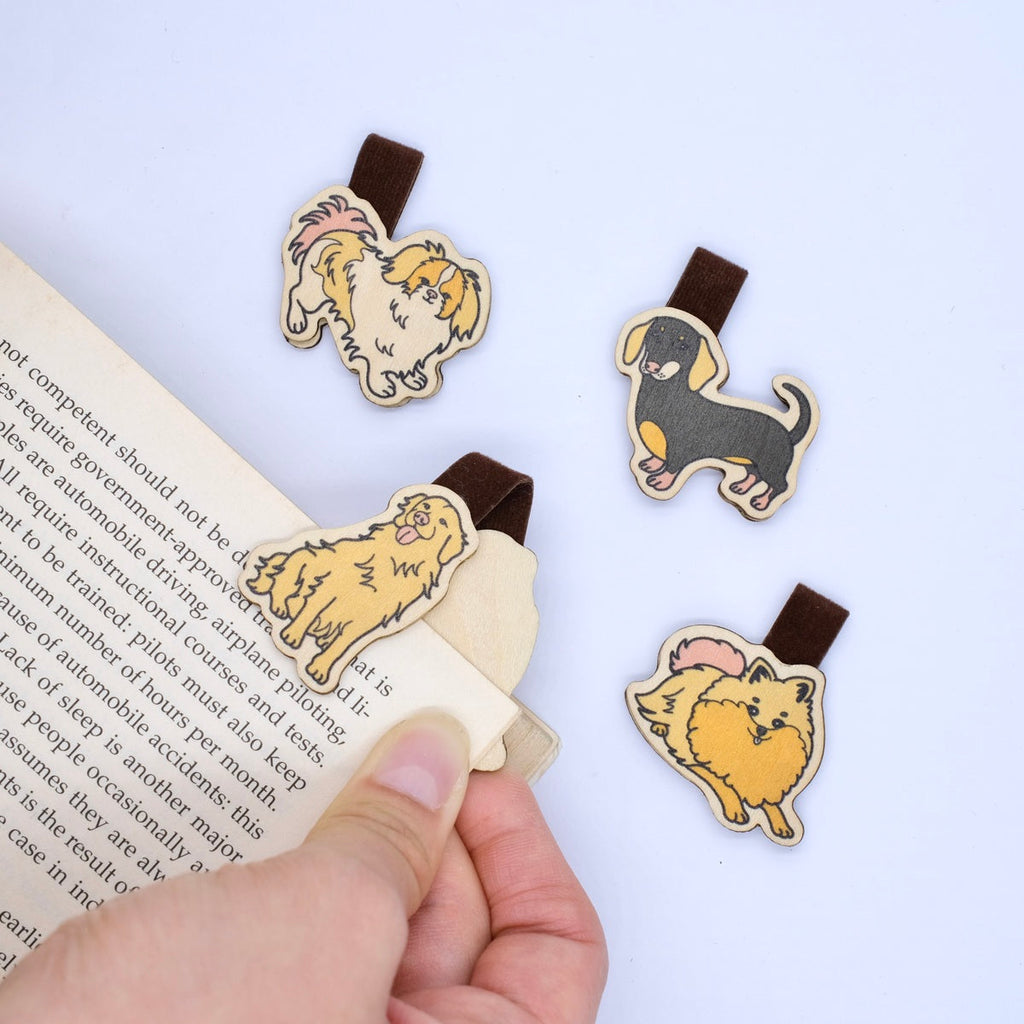  Wooden Bookmark Set 4 - Dog