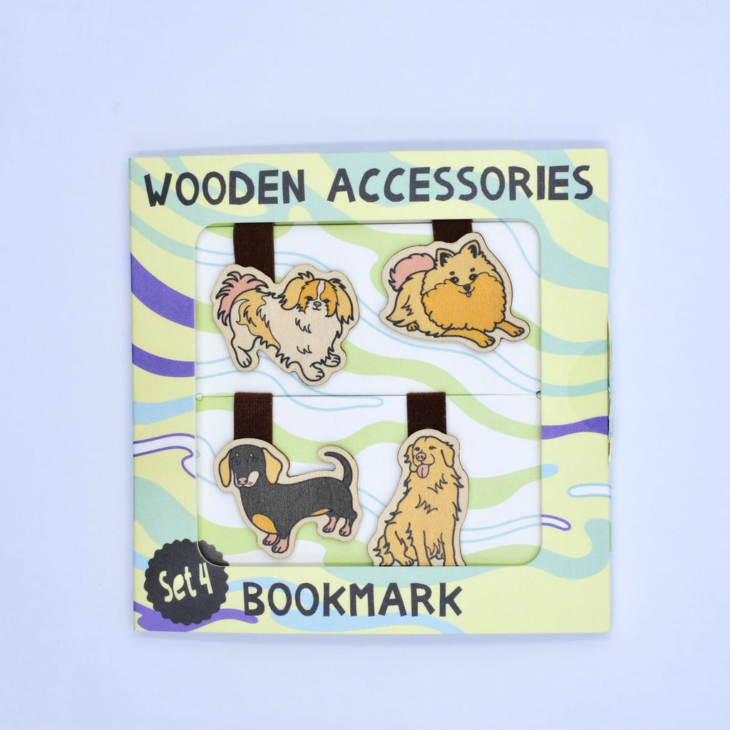  Wooden Bookmark Set 4 - Dog