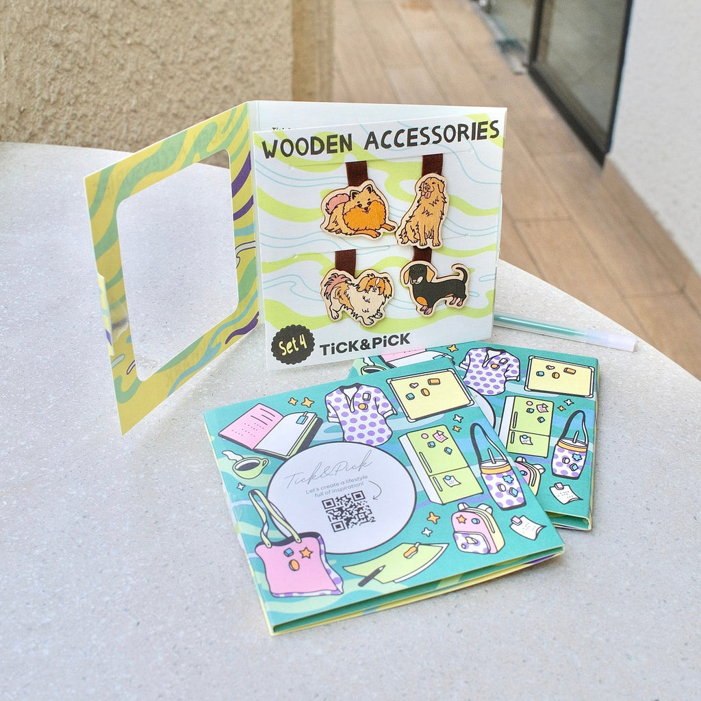  Wooden Bookmark Set 4 - Dog