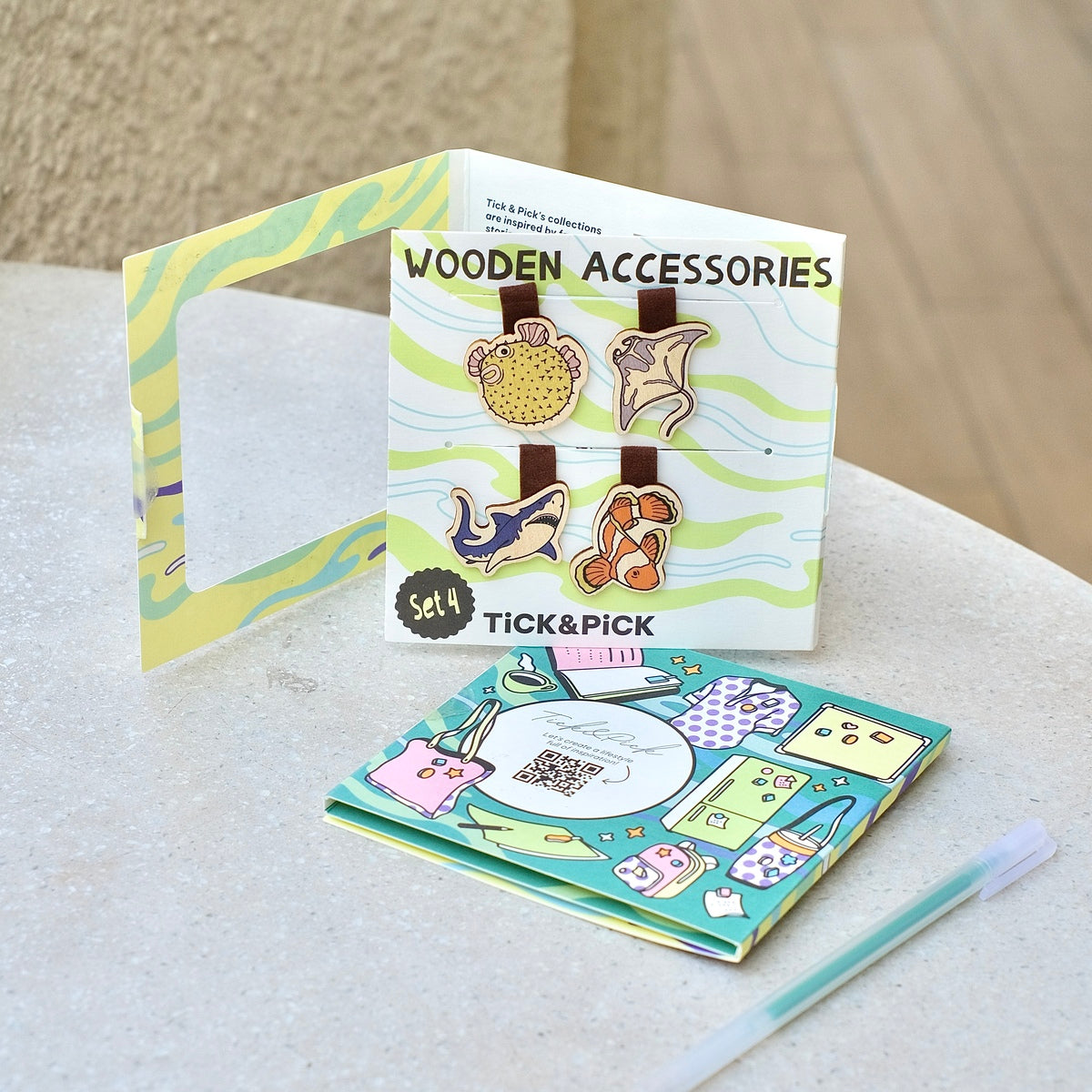 Wooden Bookmark (Set 4) - Fish & Bird