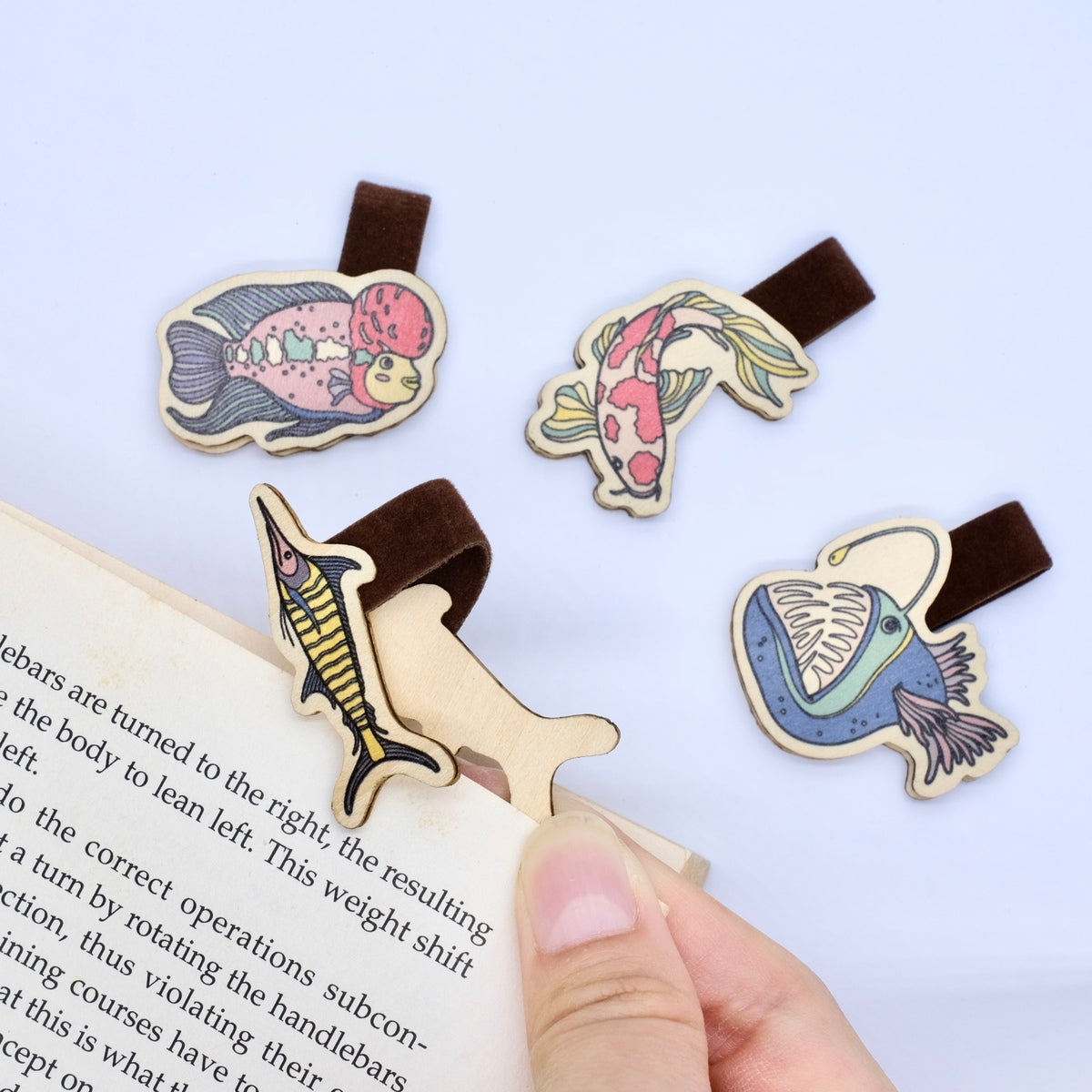Wooden Bookmark (Set 4) - Fish & Bird