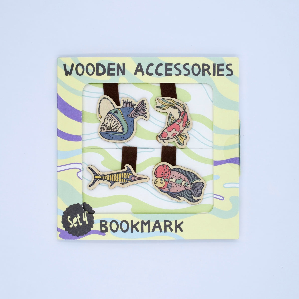 Wooden Bookmark (Set 4) - Fish & Bird