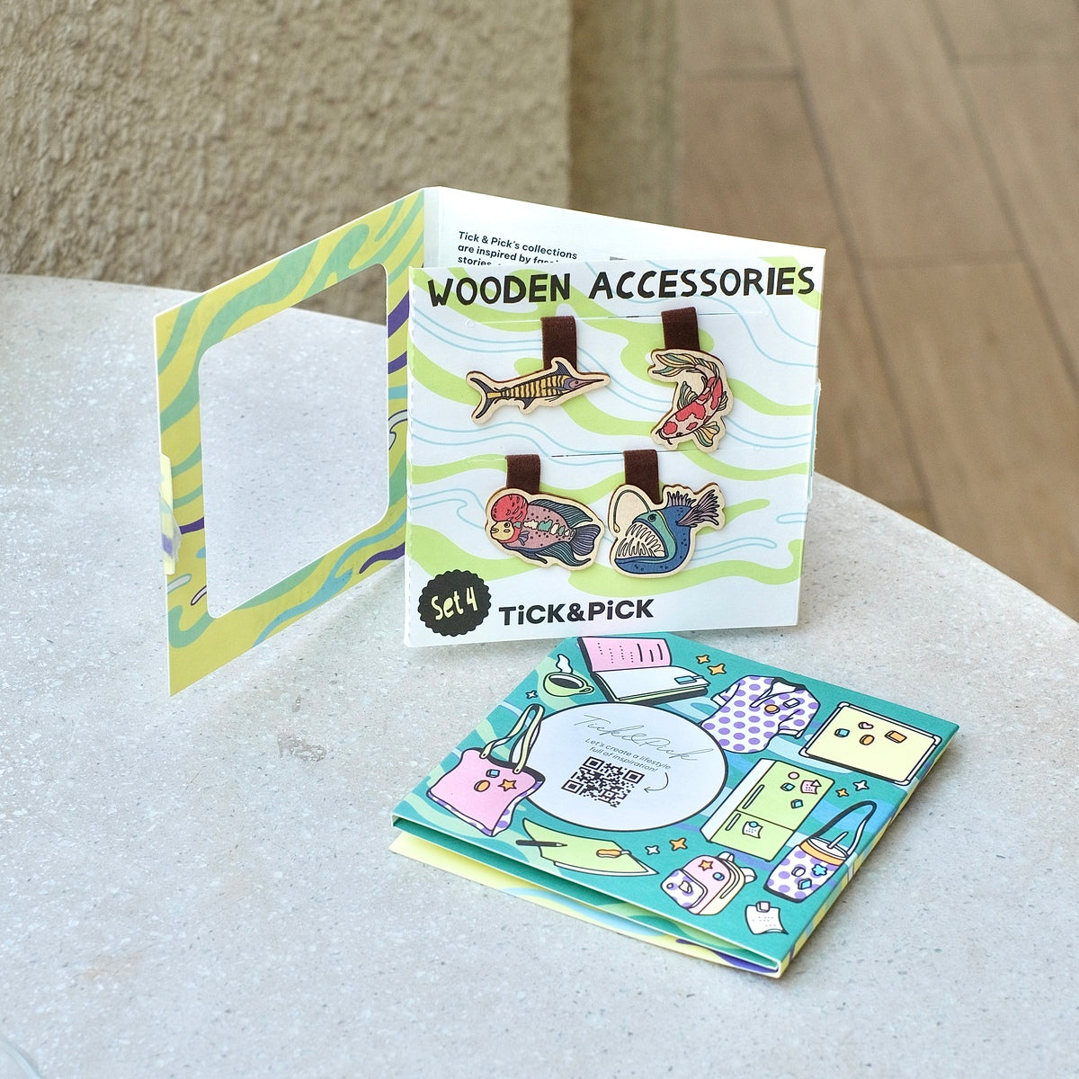 Wooden Bookmark (Set 4) - Fish & Bird