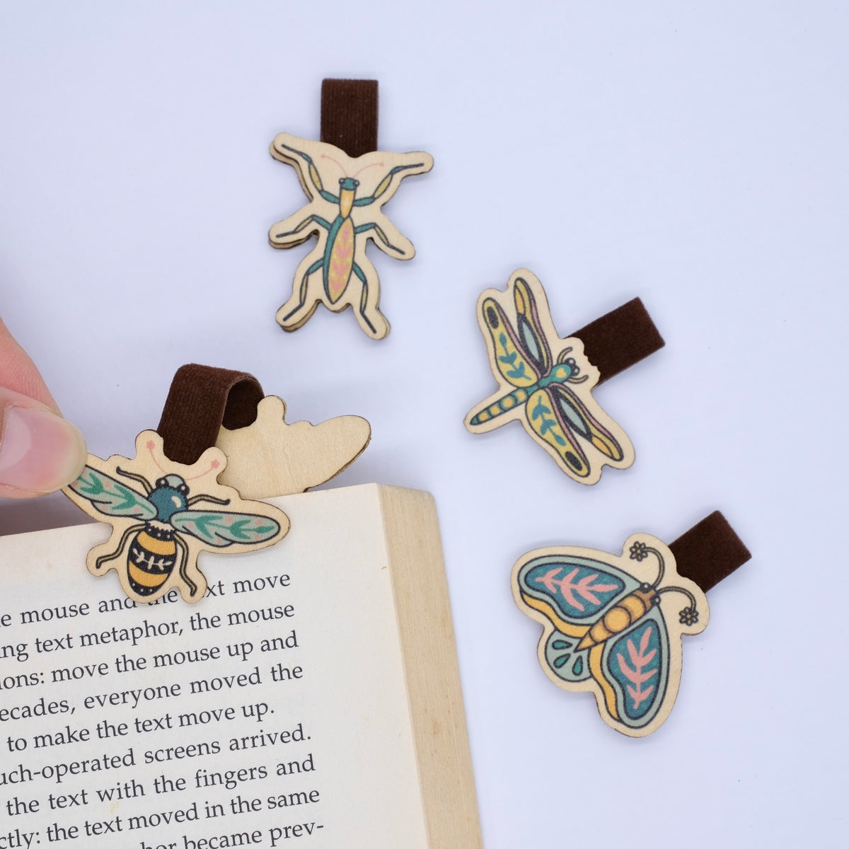 Wooden Bookmark (Set 4) - Plant & Insect