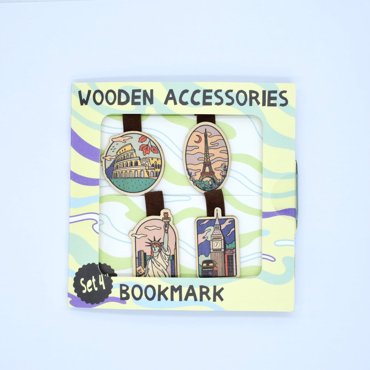 Wooden Bookmark (Set 4) - Travel