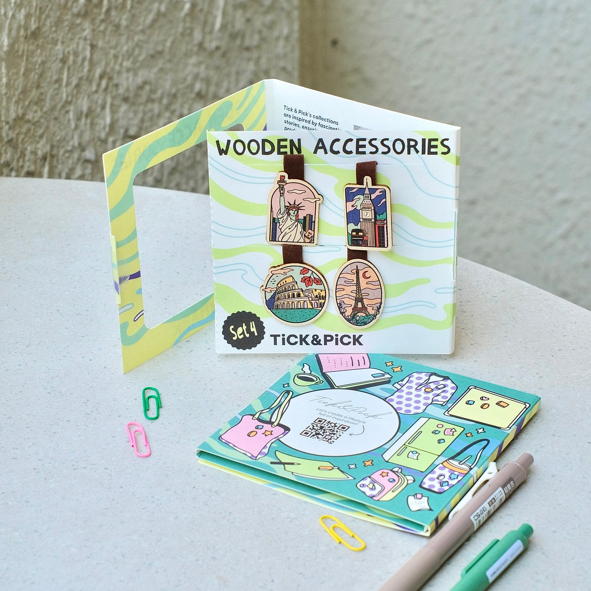 Wooden Bookmark (Set 4) - Travel