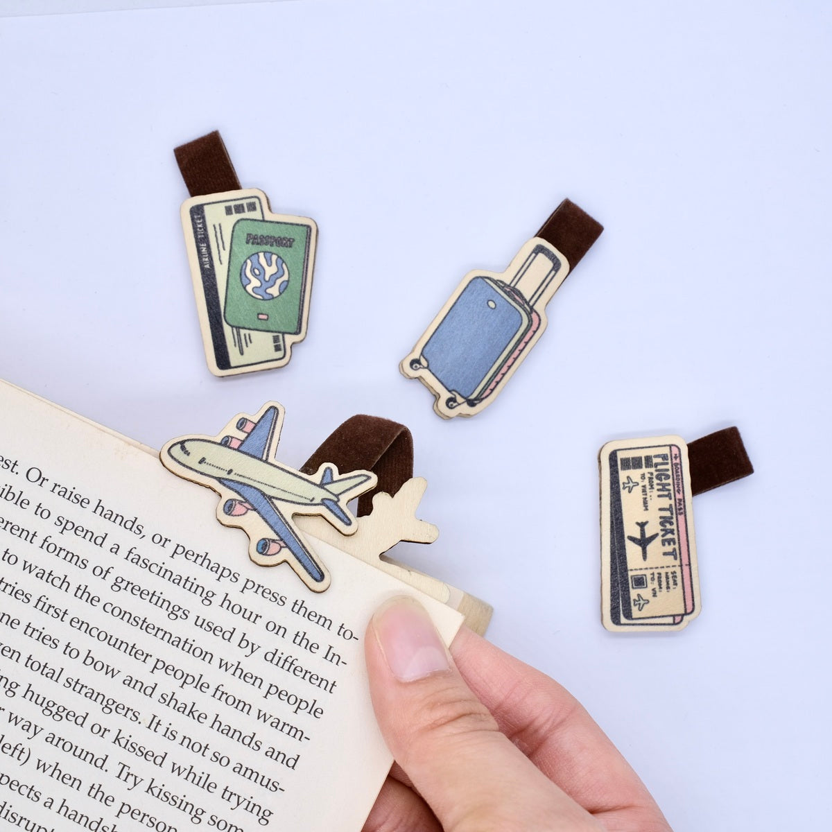 Wooden Bookmark (Set 4) - Travel
