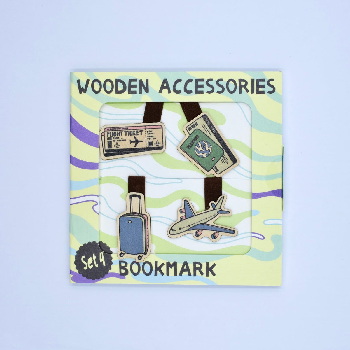 Wooden Bookmark (Set 4) - Travel
