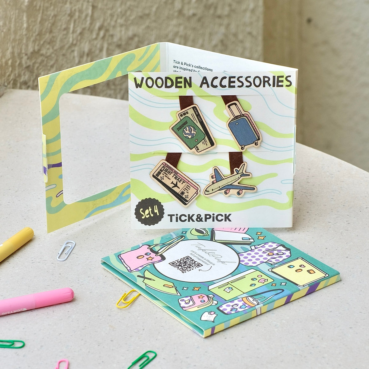 Wooden Bookmark (Set 4) - Travel
