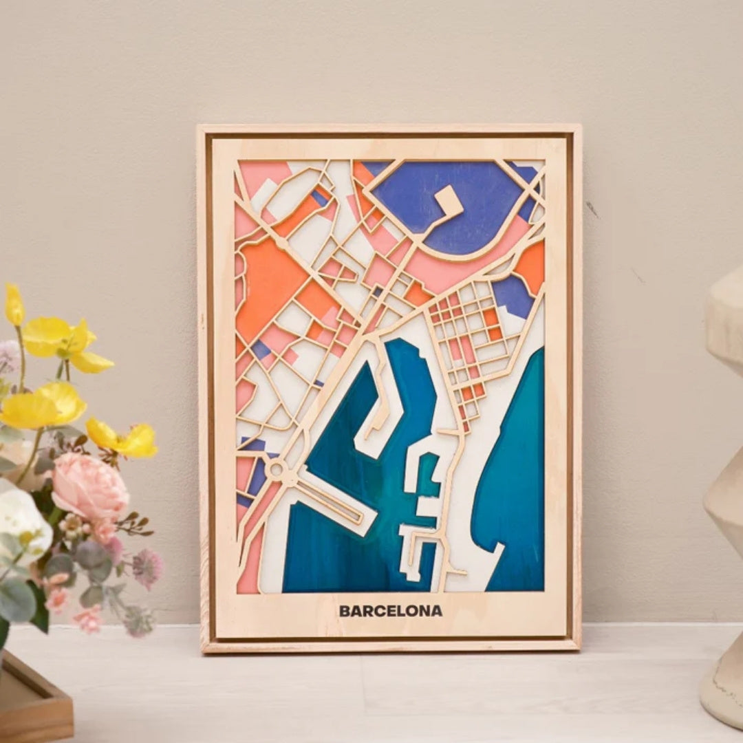 World Wooden City Map - Southern EU Cities