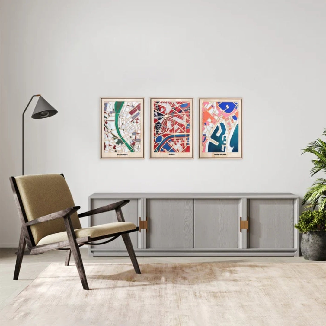 World Wooden City Map - Southern EU Cities